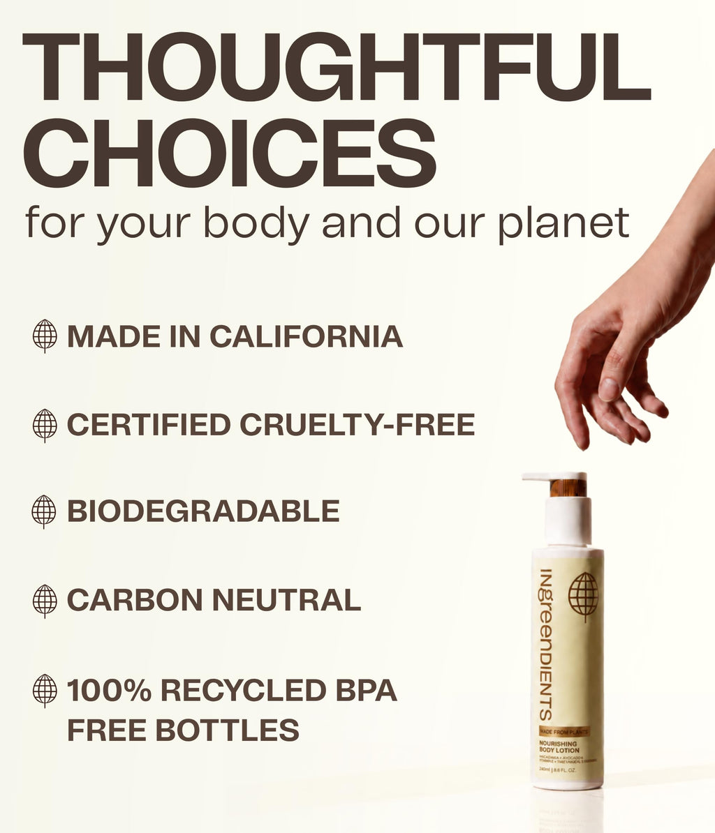 Ingreendients Hand & Body Lotion With Organic Cocoa Butter & Shea Butter - With Ceramides, Moisturizes and Rejuvenates Skin, Natural, Non Toxic, Vegan