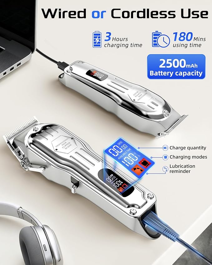KIKIDO Cordless Hair Clippers for Men Professional Home Hair Cutting Kit