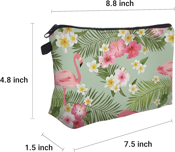 Aiphamy Cute Travel Makeup Bag Cosmetic Bag Small Pouch Gift for Women (Tropical Flamingo)