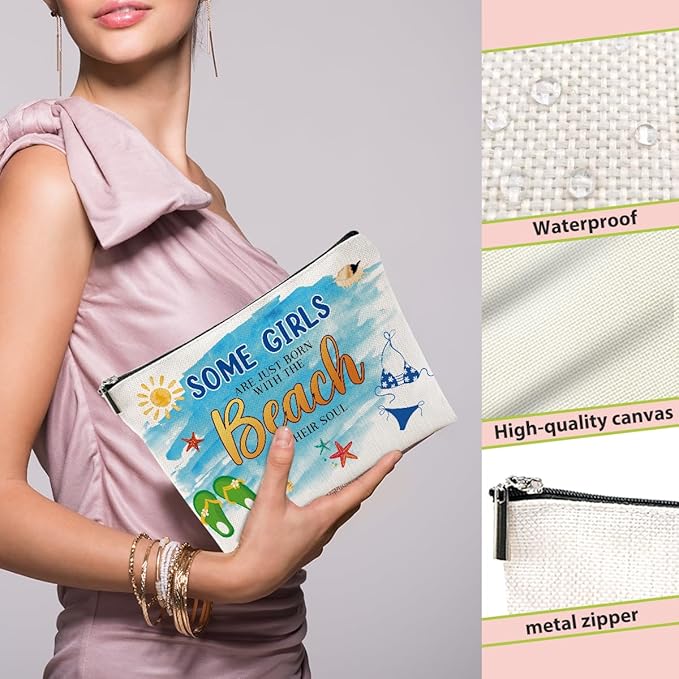 4PCs Beach Vacation Cosmetic Bag Girls Trip Gifts Favors, Cruise Makeup Bag