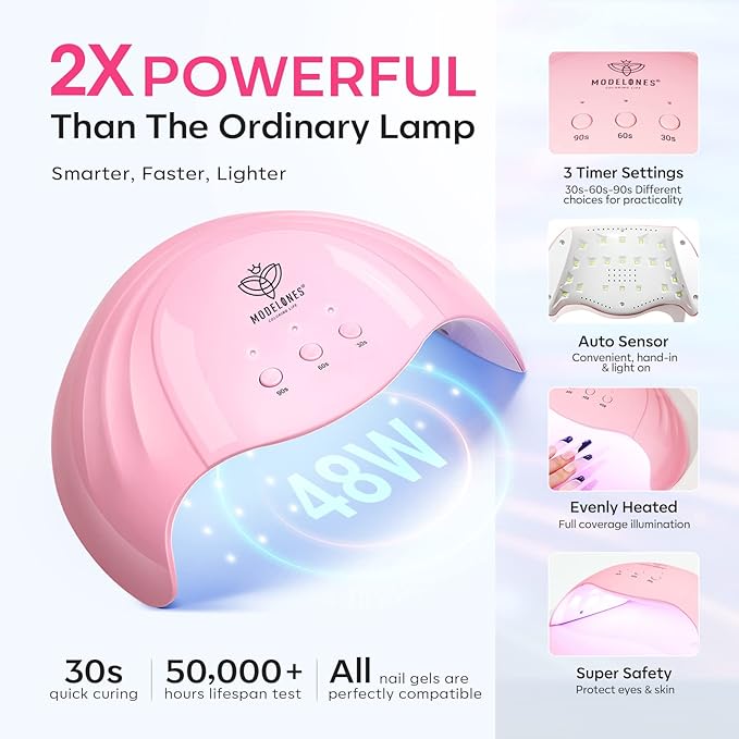 Modelones UV Nail Lamp 48 W Nail Dryer with 3 Timer Settings