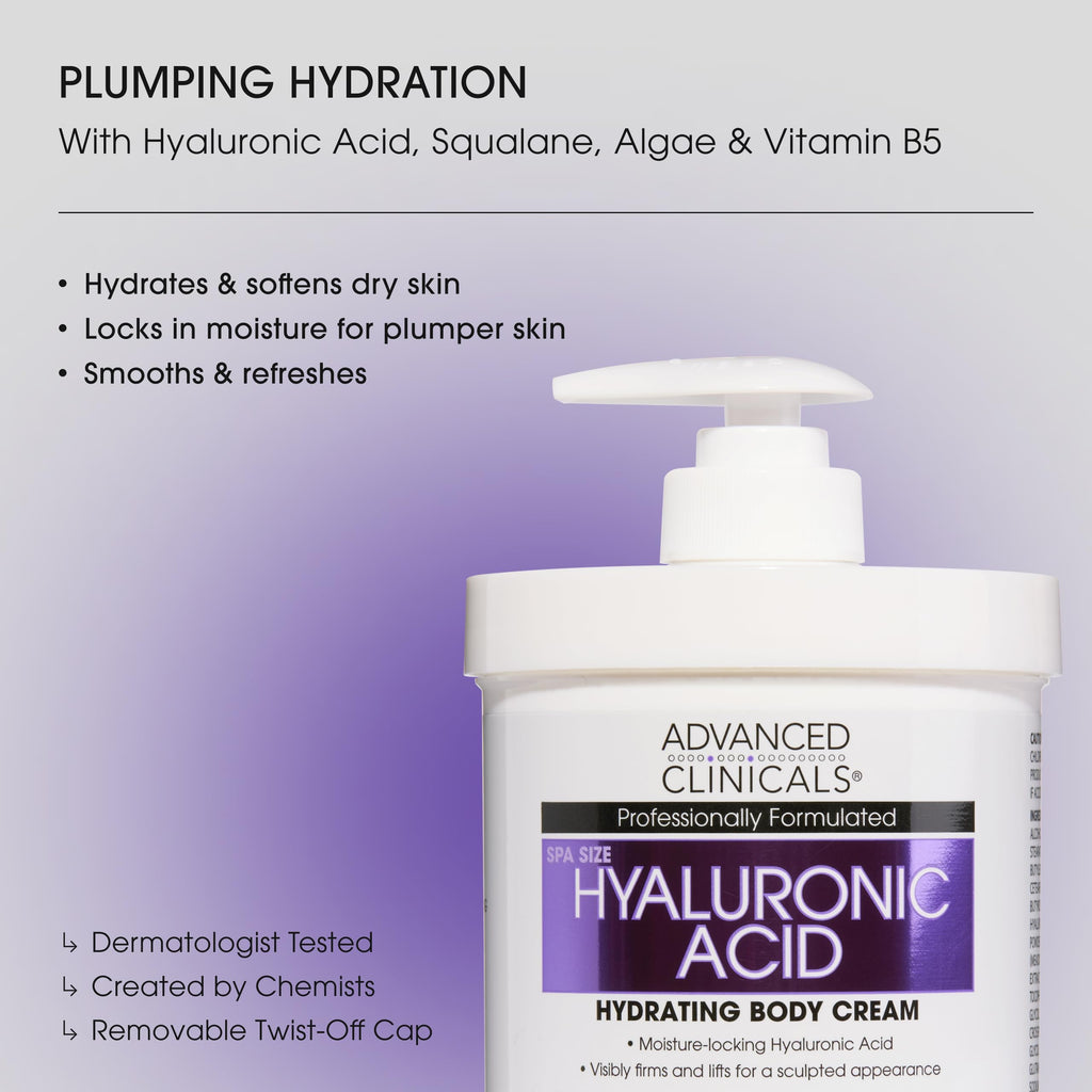 Advanced Clinicals Retinol Body Cream + Hyaluronic Acid Moisturizer 2pc Skincare Set | Face Cream & Body Lotion For Women & Men Helps Improve Appearance Of Crepey Skin, Dry Skin, & Wrinkles, 2pc