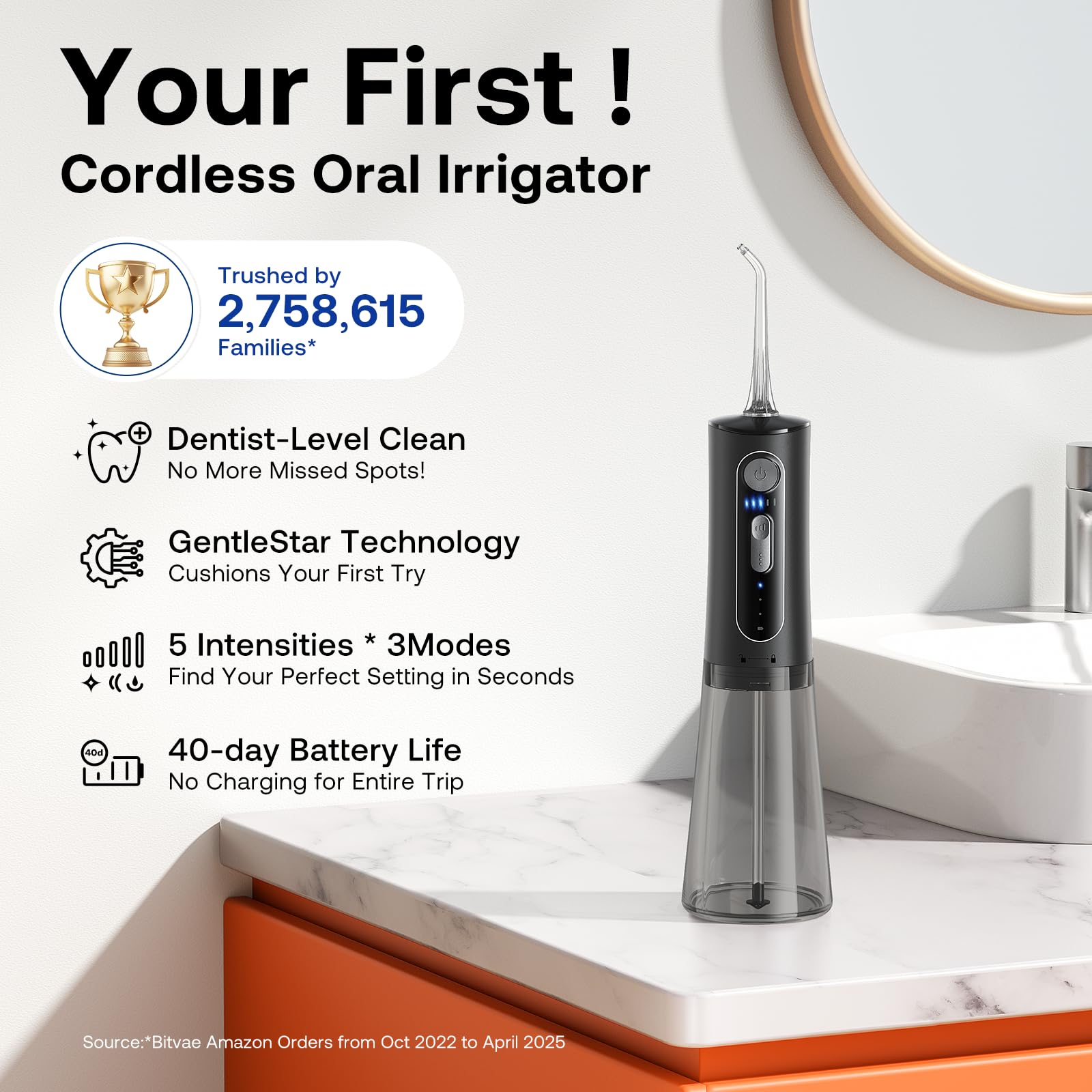 Bitvae Water Dental Flosser for Teeth, Cordless Water Teeth Cleaner Picks