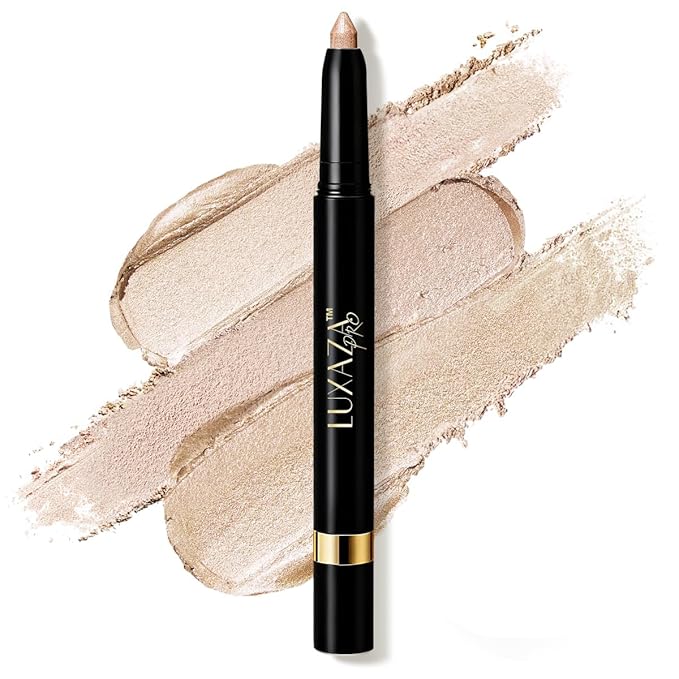 LUXAZA PRO Cream Eyeshadow Stick Makeup Set 1PCS, Neutral Shimmer And Matte Cream Eye Shadow Palette, Metallic Bronze Smoky Eyeliner Brightener Crayon Kit, Ideal Gift for Women -Sparkling-Champagne