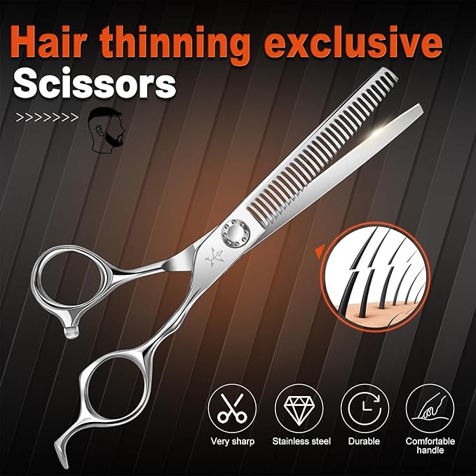 Fengliren High-end Professional Hair Thinning Scissors Hair Cutting Teeth Shears Barber Hairdressing Texturizing Scissors Extremely Very Sharp 6.5 Inch Stainless Steel Alloy For Men Women Salon & Home