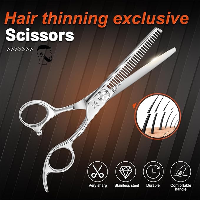 Fengliren High-end Professional Hair Scissors Thinning Shears Barber Hair Cutting Teeth Shears Hairdressing Texturizing Scissor 6 Inch Stainless Steel Alloy For Women Men Kids Salon Hairdresser & Home
