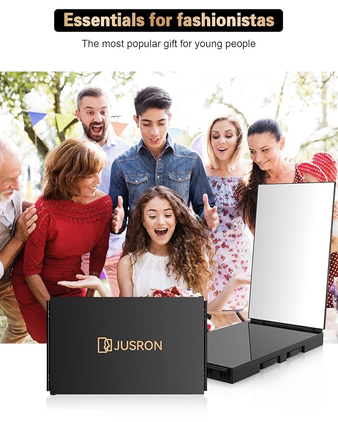 JUSRON 360 Viewing Angle Self Hair Cutting Mirror, Clear Anti-Fog HD Glass (Without LED)