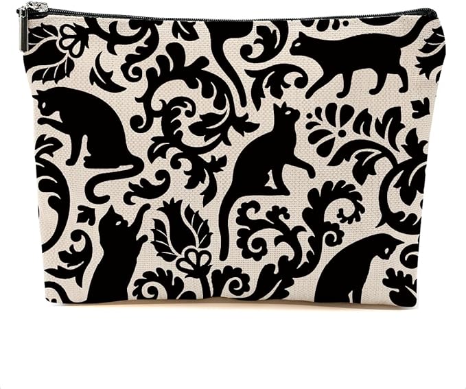 Botanical Cat Makeup Bag Cats Gifts Cosmetic Bag Cat Lover Gifts for Women