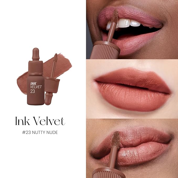 Peripera Ink The Velvet Lip Tint | Highly Pigmented, Longwear & Weightless Lip Tint | Smudge-Proof, Buildable Color for Lips & Cheeks | K-Beauty Makeup, Safe for Sensitive Lips (023 NUTTY NUDE)