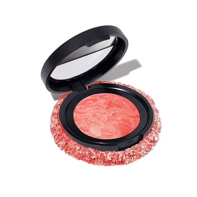 LAURA GELLER NEW YORK Baked Blush-n-Brighten for Mature Skin - 04 Cherry Custard - Powder Blush Won't Settle into Fine Lines - Buildable Natural Finish – Longlasting Formula - Made in Italy