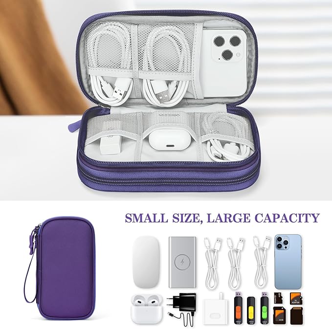 FYY Electronic Organizer, Travel Tech Pouch Bag, Cable Organizer Purple