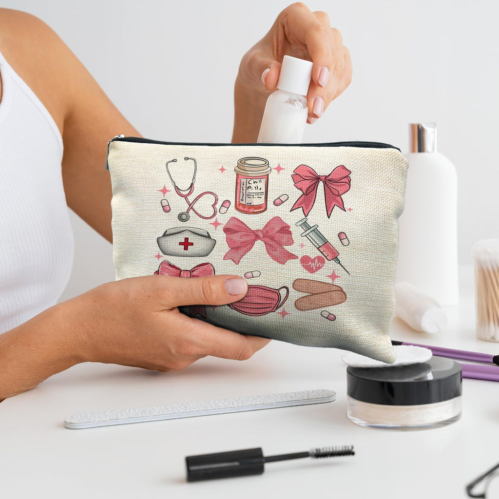 RYYCDOI Nursing Student Gifts, Pink Nursing Accessories Makeup Bag, School Nurse Gifts, Nurse Graduation Gift, Future Nurse Gifts, Medical Student Gifts, Cute Gifts for Nursing Students Cosmetic Bags