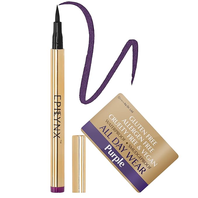 EPILYNX Liquid Eyeliner, Waterproof Hypoallergenic Vegan, Dark Purple, 2mL