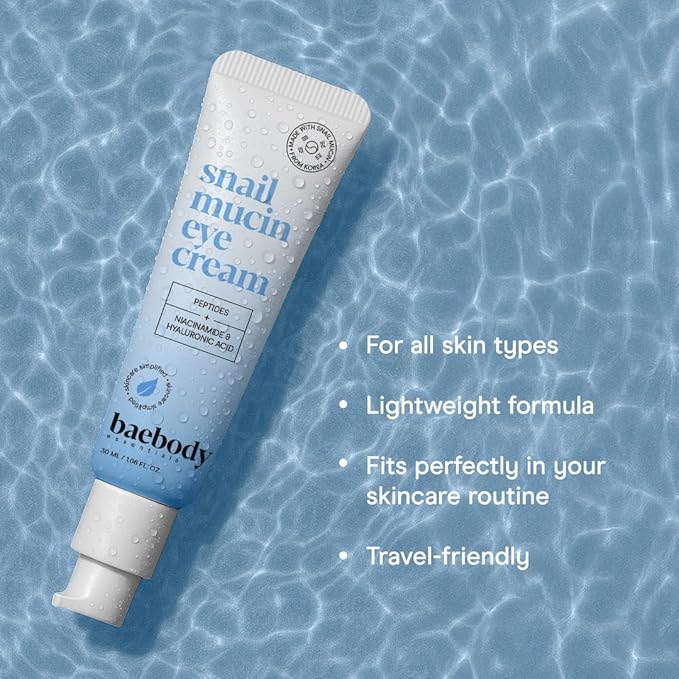 Baebody Snail Mucin Eye Cream with Peptides, 30 ml/1.06 fl oz
