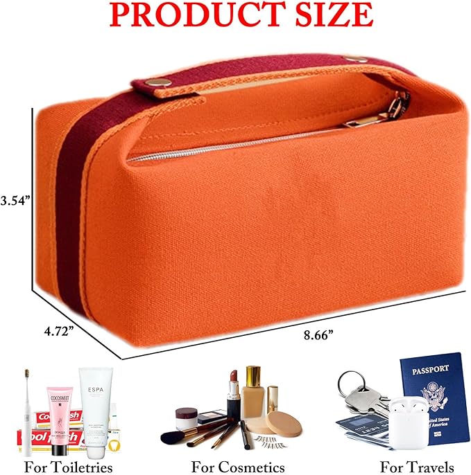 Fammart Travel Makeup Bag, Waterproof Canvas Cosmetic Bag Make Up Organizer Case for Women, Large Toiletry Bag Skincare Pouch for Toiletries Accessories Brushes