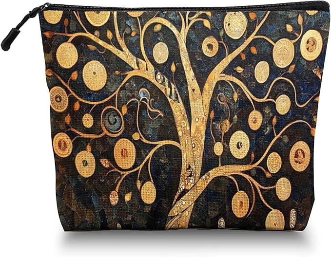 Scribesense Cosmetic Bags Travel Makeup Toilet Case Waterproof Pouch for Women Girls 6.7X9.45inches - Celestial - Inspired Ornamental Tree