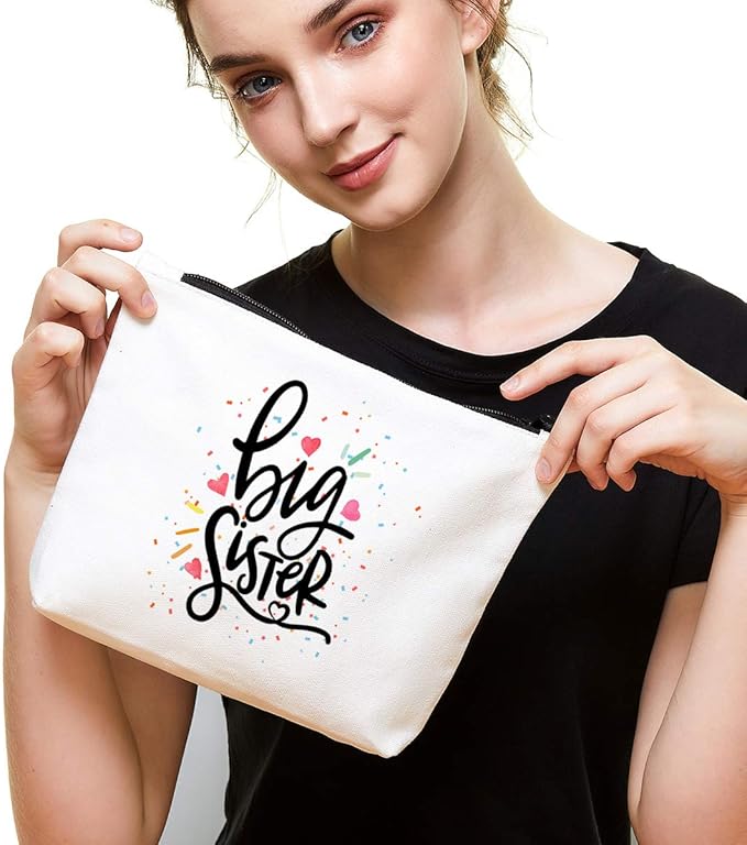 IHopes+ Cute Big Sister Reusable Makeup Bag Big Sister Gifts for Little Girls Best Sister Makeup Bag Gifts for Birthday Christmas