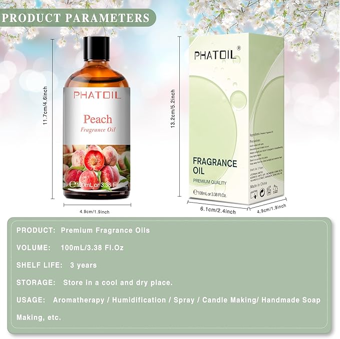 PHATOIL Peach Fragrance Oil for Diffuser Aromatherapy 3.38FL.OZ