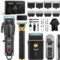 Hair Clippers for Men Professional, Cordless Complete Barber Kit with Electric Hair Clipper T-Blade Beard Trimmer Foil Shaver Nose Trimmer, Men's Hair Cutting Grooming Kit, 8 Guide Combs, Barber/Home