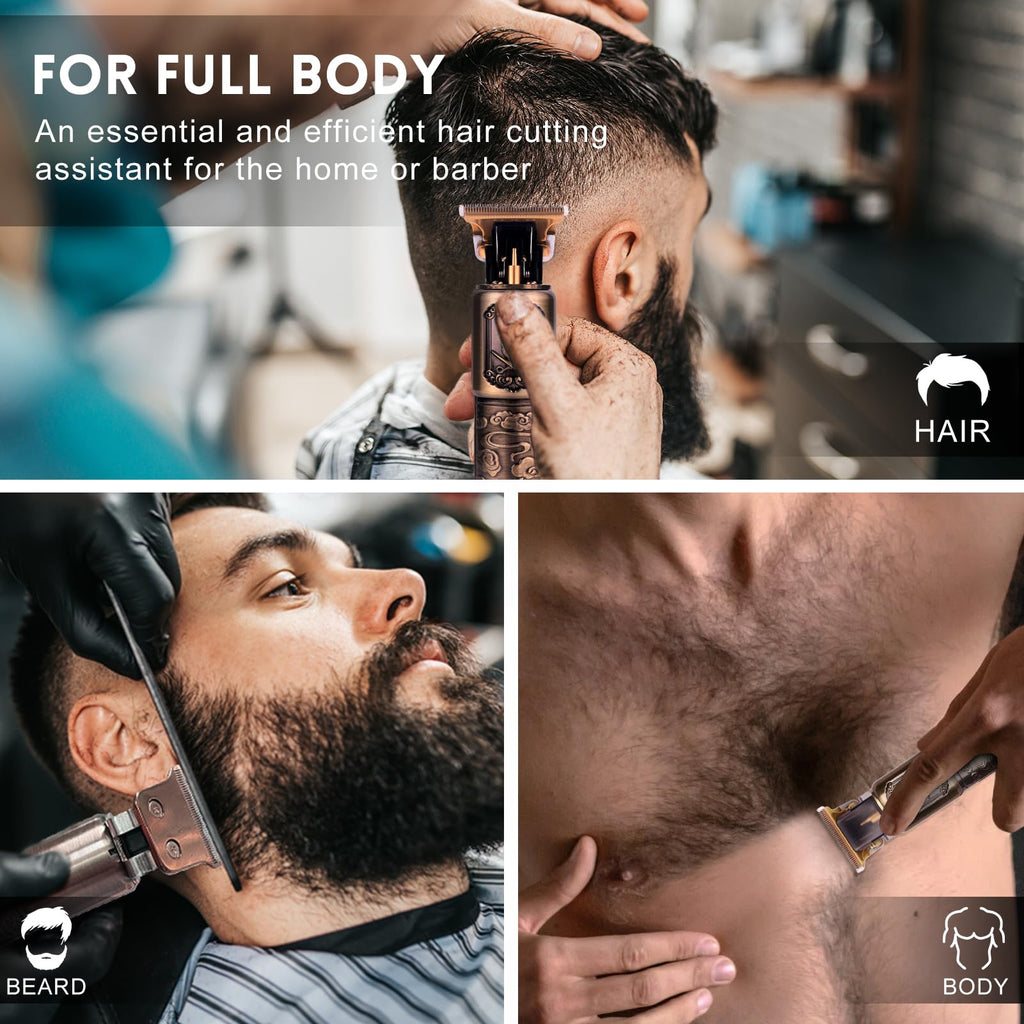 Ufree Beard Trimmer for Men, T-Blade Hair Clipper, Zero Gap Edger with LCD