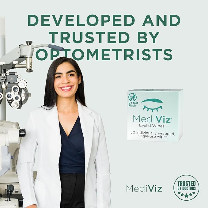 MediViz Eyelid Cleanser Wipes, 30 Single-Use Towelettes