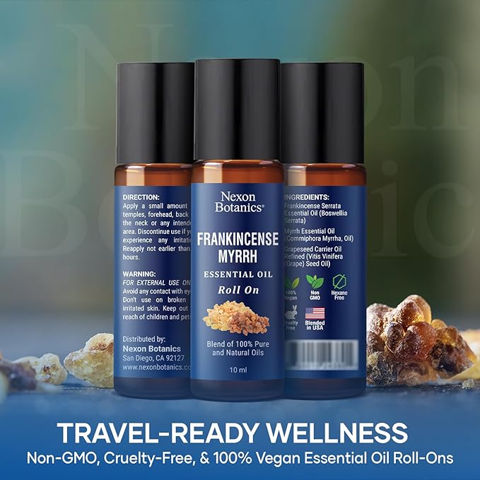 Frankincense & Myrrh Roll-On for Skin Care 10 ml - Aromatherapy & Wellness