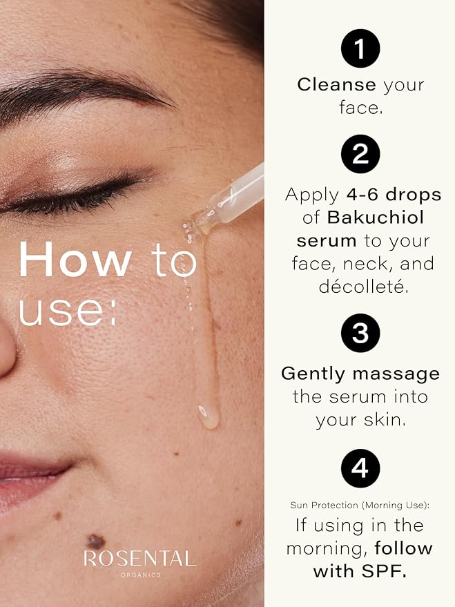 Rosental Organics Bakuchiol Serum (30ml) - Facial Care Against Blemishes & Acne - Slow-Aging Facial Serum - Clear Skin - Retinol Alternative - 100% Vegan & Natural Cosmetics - Made in Austria