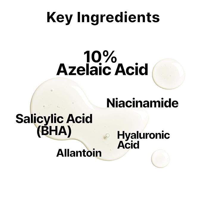 DearMYDEW 10% Azelaic Acid Serum with Niacinamide, Salicylic Acid, Allantoin, Rosacea Treatment for Face Redness Relief, Reduce Cystic Acne Scar, Pimples, Non-Comedogenic, Korean Skincare, 1Fl Oz