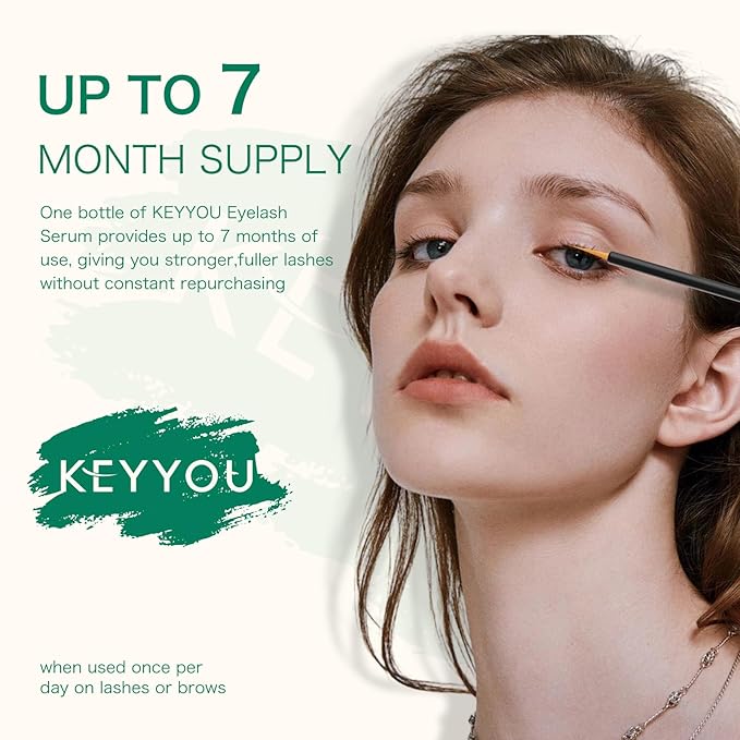 KEYYOU Eyelash Serum to Grow Lashes & Brows Eye Lash Serum for Eyelashes with Advanced Formula Eyelash Enhancing serum for Longer Thicker and Fuller Lashes Vegan & Cruelty-Free (5ML)