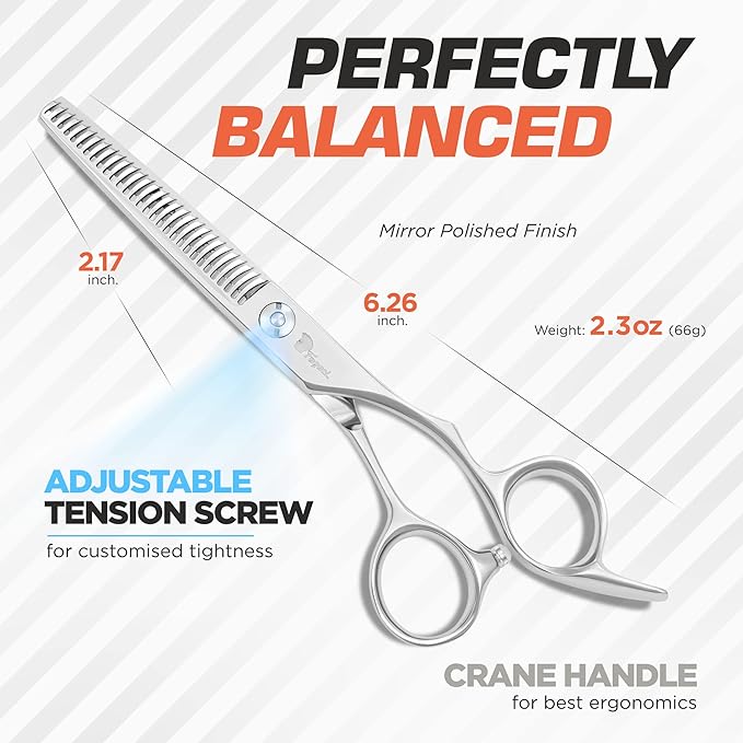 Fagaci Left Handed Thinning Shears 6" 440C Thinning Scissors