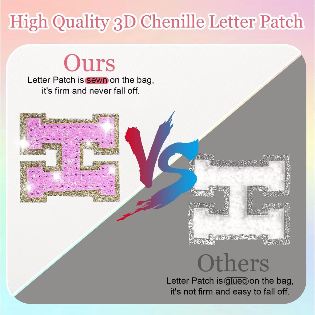 Glitter Initial Letter Makeup Bag, Small Personalized Sequins Letters PU Leather Cosmetic Bag Portable Waterproof Makeup Zipper Pouch, Shine Handbag Organizer Travel Bag Gifts for Women&Girls(White-H)