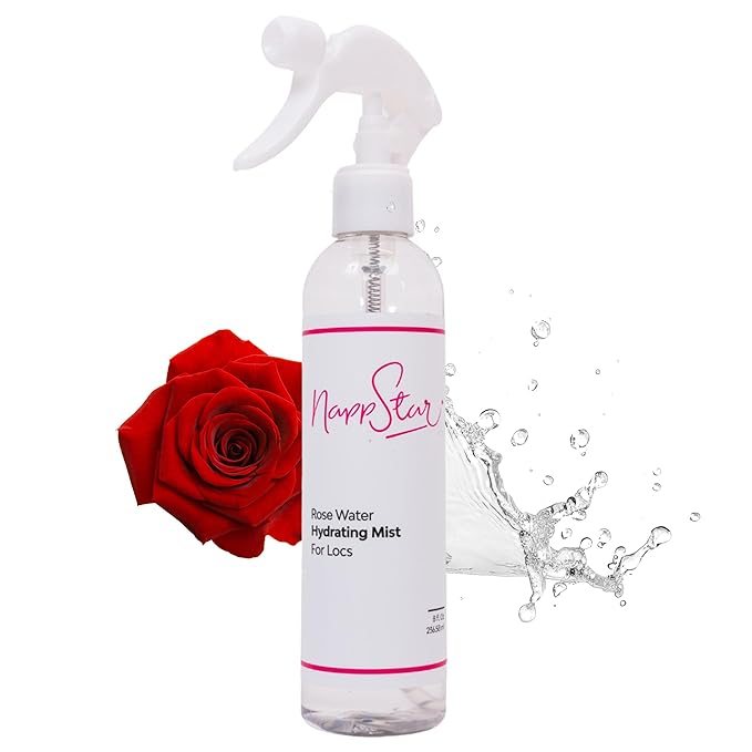 NappStar Rose Water Hydrating Mist, Moisturizing Spray for Dreadlocks, Loc Care with Aloe Vera, 16 Fl Oz