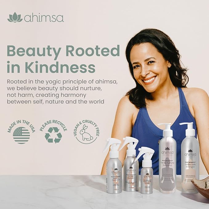 Ahimsa Gentle All Natural Body Wash for Women, Moisturizing Body Wash Sensitive Skin, Dry Skin & All Complexions, Invigorating Spearmint & Ginger Antioxidant-Rich, Plant-Based Sulfate Free (10oz)