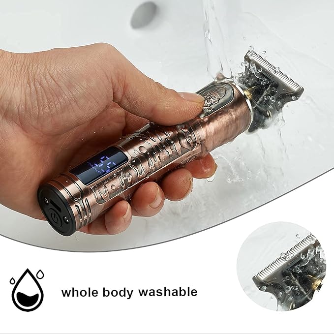 Suttik Ornate Hair Clippers for Men, Cordless Edgers Clippers Professional Hair & Beard Trimmer for Barber Pro Zero Gapped T-Blade Trimmer with LCD Display, Rose Gold