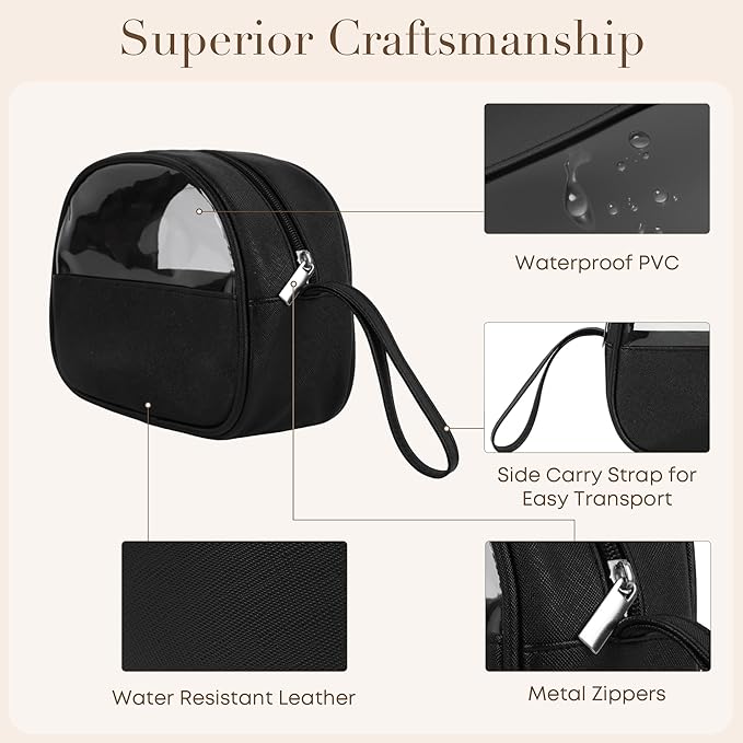 COLGRAM Small Clear Travel Makeup Bag, Waterproof Leak-Proof Toiletry Bag for Women, Simple Transparent Cosmetic & Makeup Bag Organizer