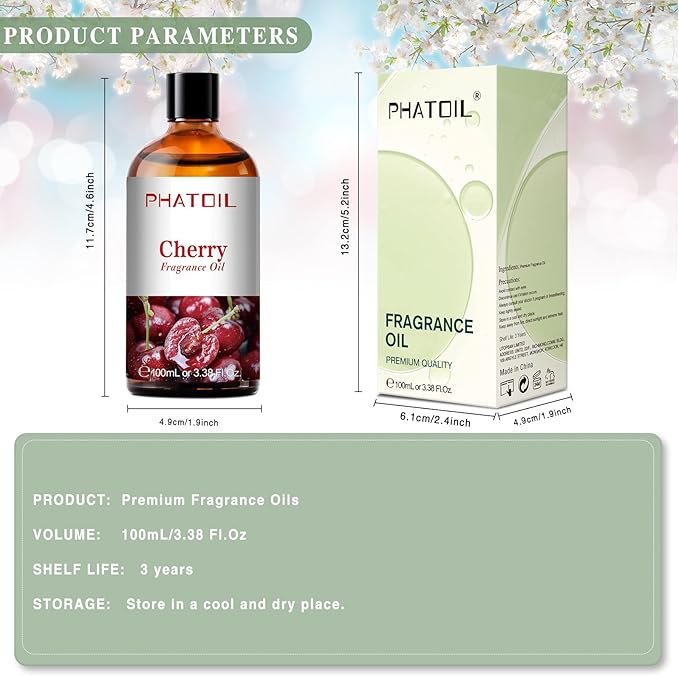 PHATOIL Cherry Fragrance Oil for Diffuser Aromatherapy 3.38FL.OZ