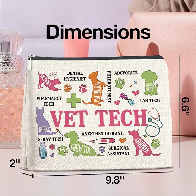 UPNEGE Vet Tech Gifts Veterinary Technician Makeup Bag for Women