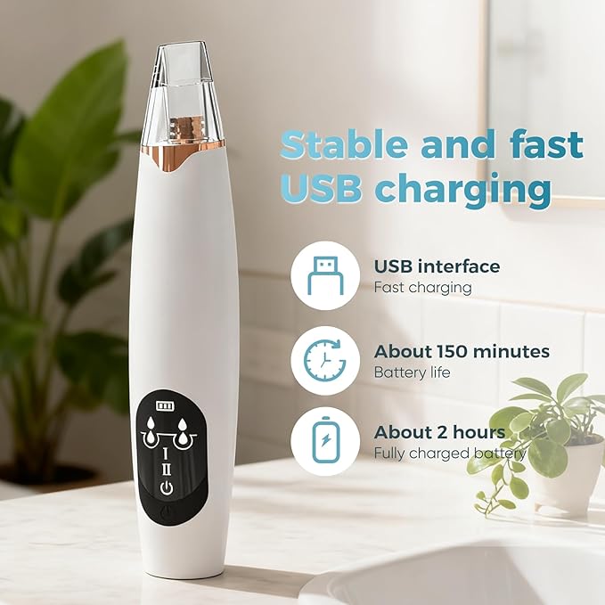 Gacavks Blackhead Remover Pore Vacuum, Electric Facial Pore Extractor with Silicone Probes & Vibration Tech, 3 Suction Levels Pore Cleaner for Facial Cleansing, USB Rechargeable
