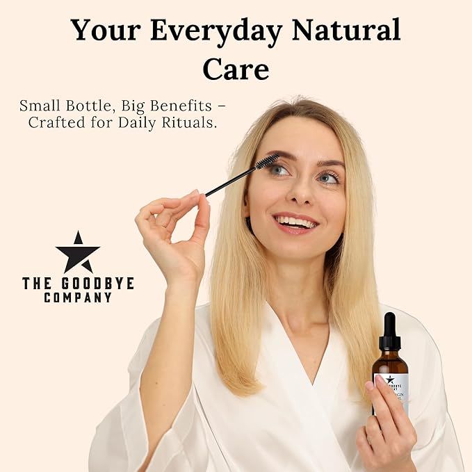 The Goodbye Company USDA Organic Castor Oil for Eyelashes and Eyebrows Growth, 100% Pure Cold-Pressed, Hexane-Free 60ml with Applicator, Handcrafted in Florida for Hair, Skin & Lashes