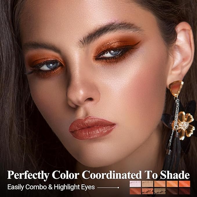LUXAZA PRO 10PCS Eyeshadow Stick,Shimmer And Matte Brown Metallic Cream Eyeshadow Pencil Crayon with Smudge-proof & Waterproof,Eye Brightener Stick