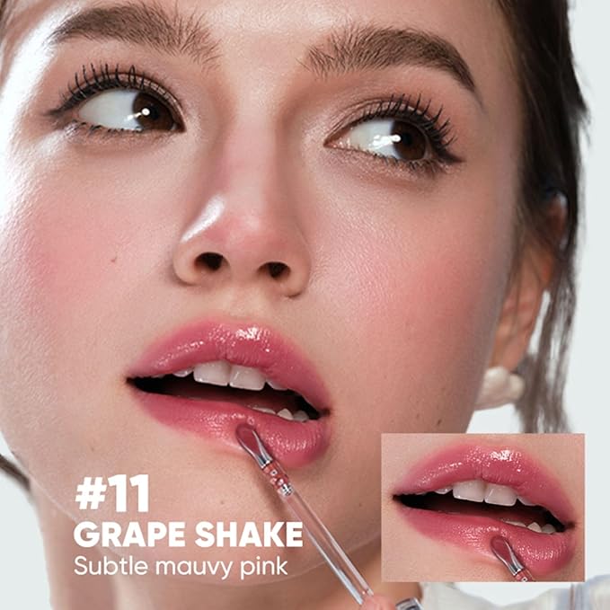 JUDYDOLL Ice Watery Lip Gloss, Moisturizing Liquid Lipstick with Hyaluronic Acid& Collagen, Non-sticky, No transfer, Long-lasting, Mirror Lip Glazes(#11 Blueberry Bailey's Sweet, 2.4 grams)