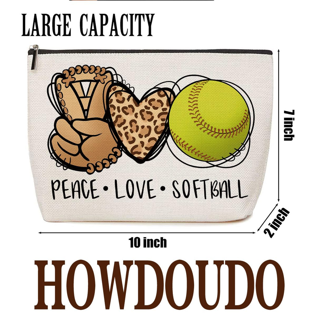 Lovdazzles Softball Leopard Makeup Bag Inspirational Cosmetic Bag