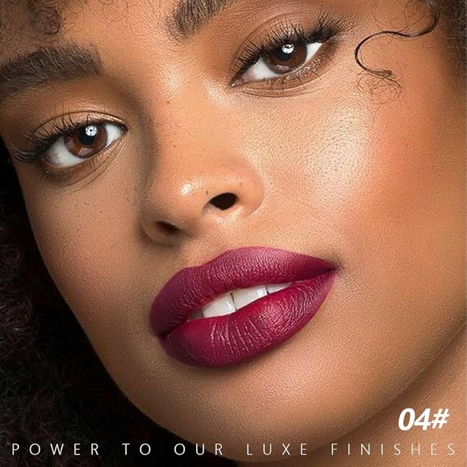 IATMOMOD Burgundy Red Cream Matte Lipstick Stick 04#, Longwear Full Coverage Velvet Lip Color, Waterproof Multi-Use Lip & Cheek Makeup for Party & Daily Wear, Labial con color mate para uso diario