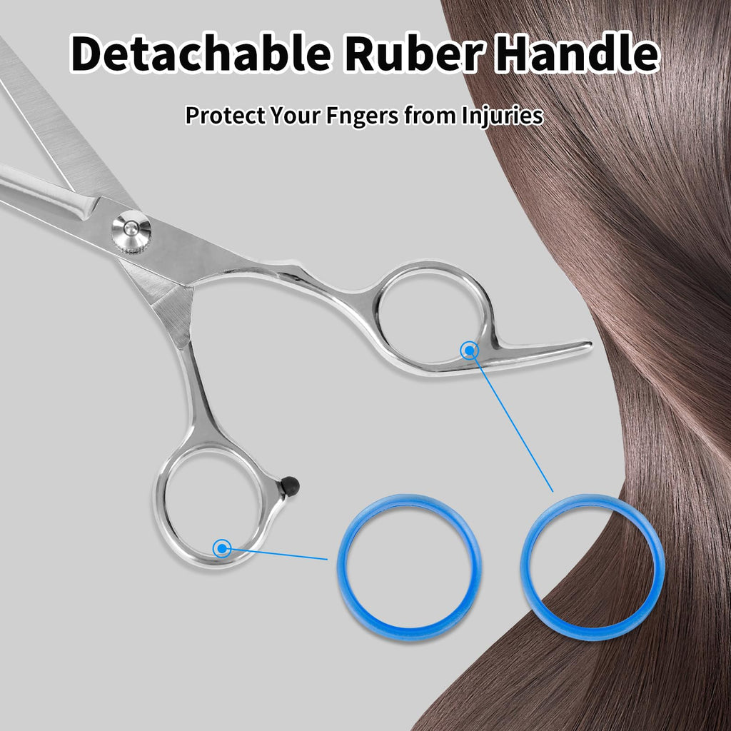 Homekoey Hair Cutting Scissors,6.5 Inch Professional Stainless Steel Barber Haircut Shears Razor,Sharp Blades,One Comb Included, For Salon Home Men Women Adults Kids Pet (Silver)