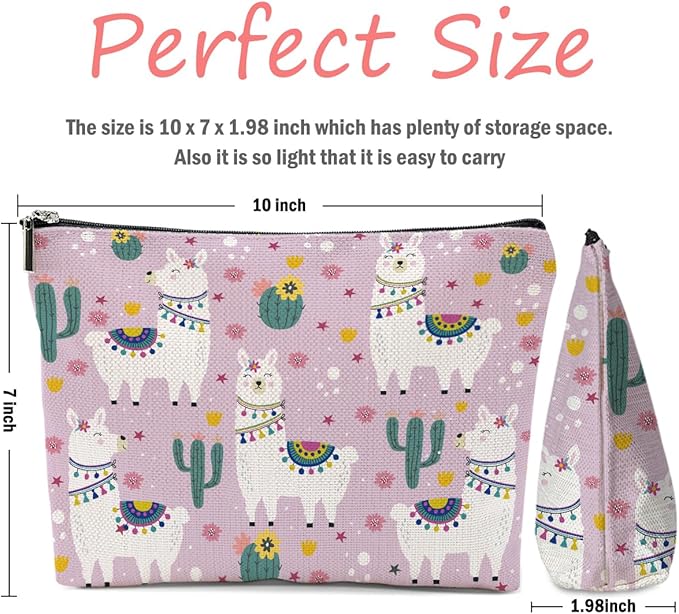 XFN Llama Gifts, 2 Pcs Alpaca Makeup Bag, Cute Animal Cosmetic Bag Travel Pouch, Alpaca Llama Lovers Gift for Women Girls Daughter Sisters Best Friends Farm Animals Graduation Birthday