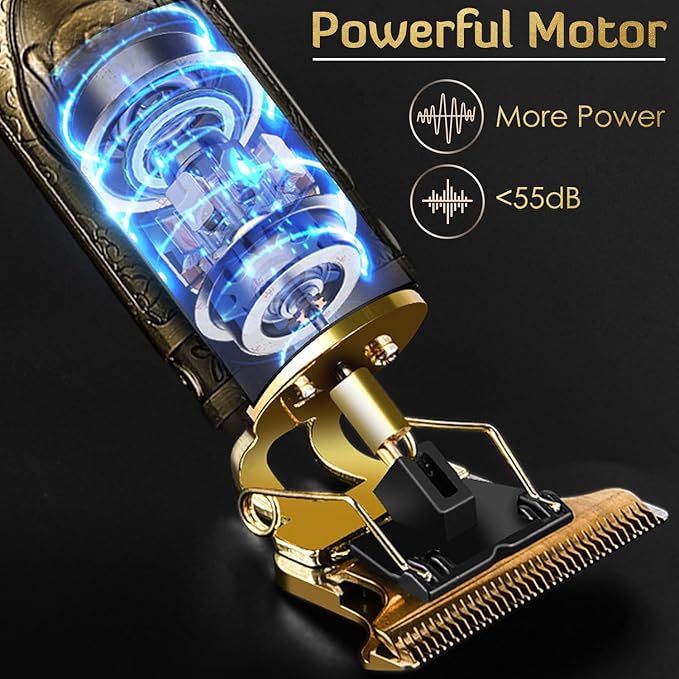 PXLISIE Hair Clippers for Men, Professional Cordless Rechargeable Beard Trimmer Gold Kit with Guide Combs