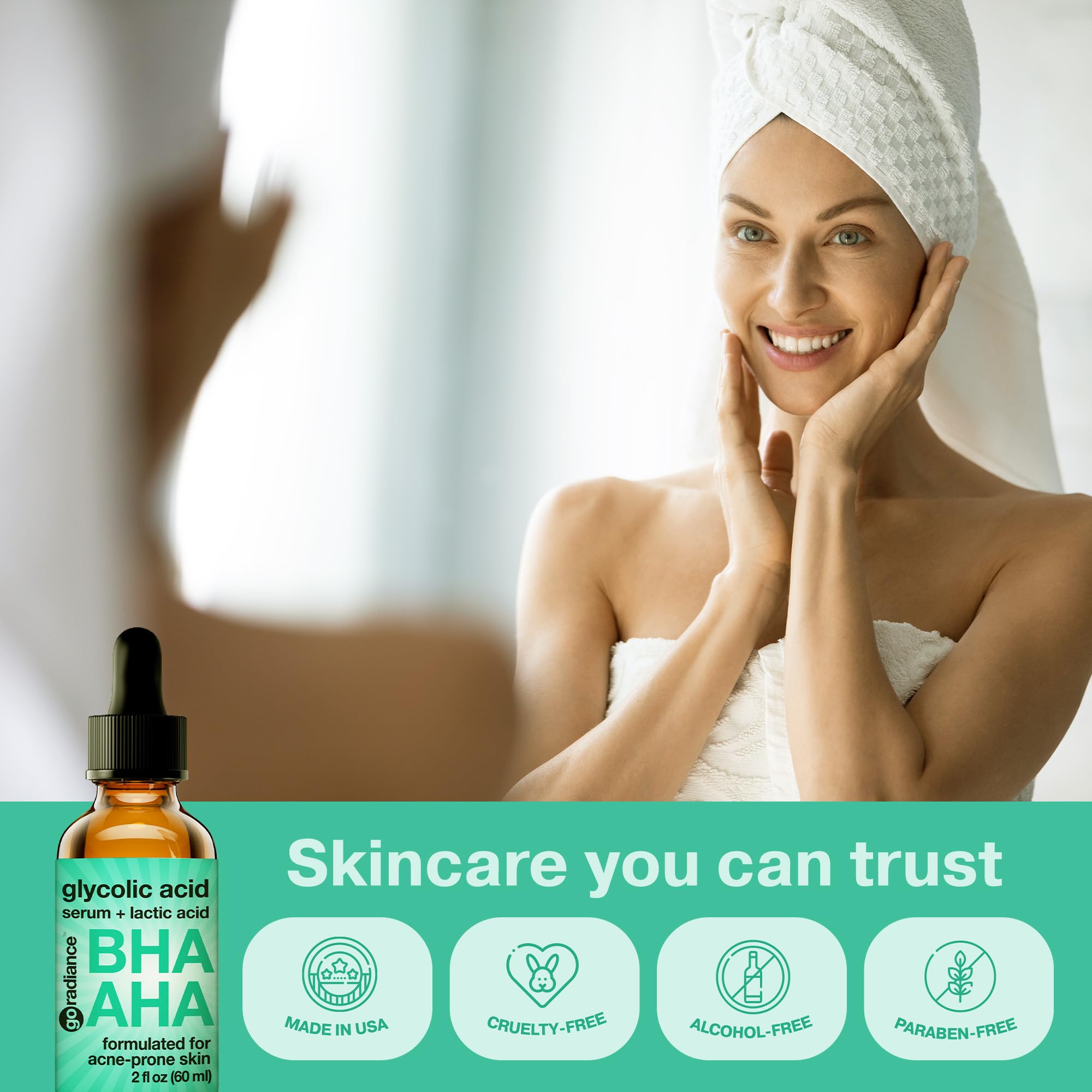 Go Radiance - Glycolic Acid Exfoliant - AHA BHA Serum - 2 Fl Oz