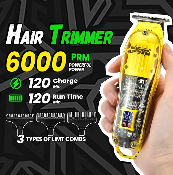 DSP 3-in-1 Hair Clipper Trimmer Shaver Kit, Cordless Rechargeable with Case
