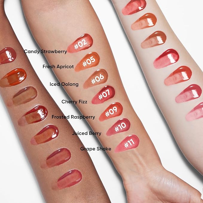 JUDYDOLL Ice Watery Lip Gloss, Moisturizing Liquid Lipstick with Hyaluronic Acid& Collagen, Non-sticky, No transfer Long-lasting Mirror Lip Glazes with Iron Applicator (#09 HAWTHORN COLD BREW)