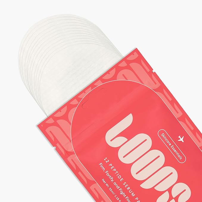 LOOPS Peptide Serum - Moisturizing Korean Skincare Pads for Travel, 12